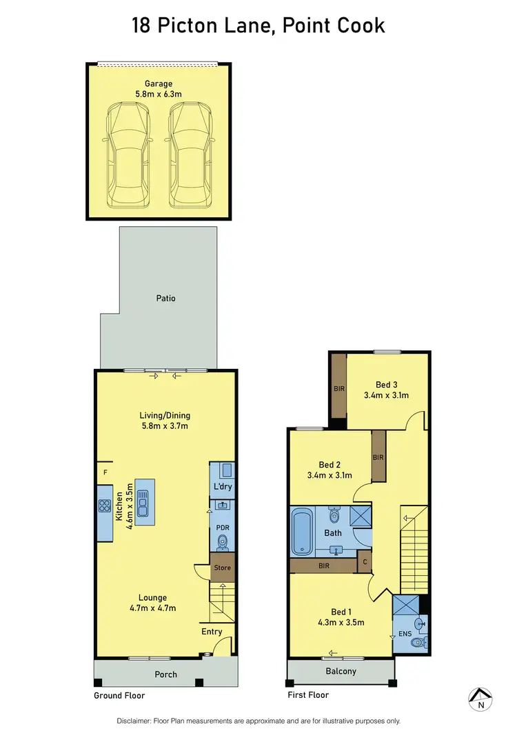 Floorplan of Homely townhouse listing, 18 Picton Lane, Point Cook VIC 3030