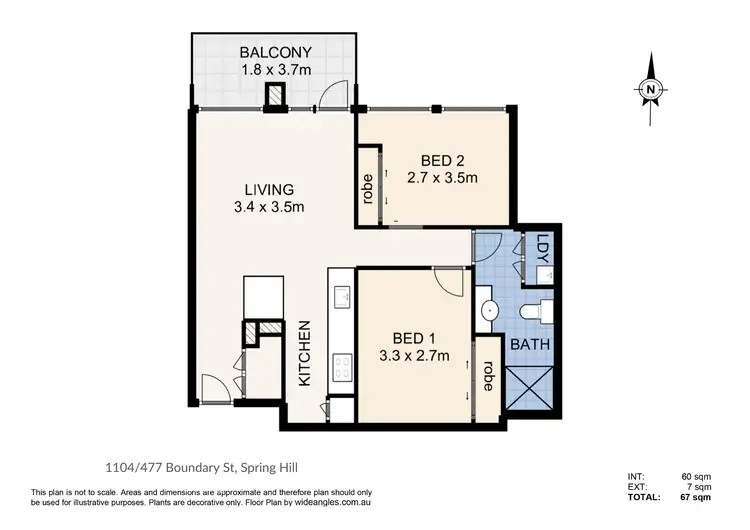 Floorplan of Homely apartment listing, 1104/477 Boundary Street, Spring Hill QLD 4000