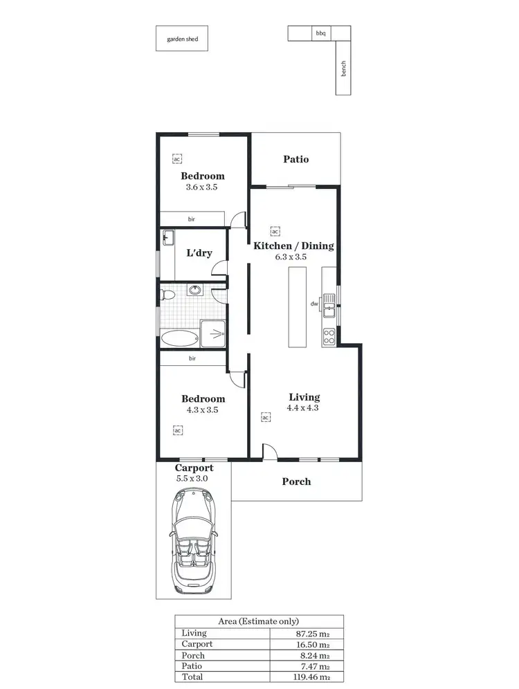 Floorplan of Homely house listing, 1/22 Fisher Place, Mile End SA 5031