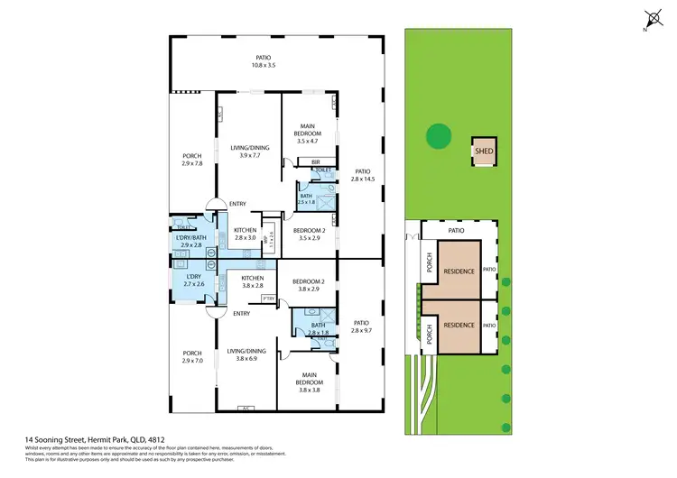 Floorplan of Homely unit listing, 1 & 2/14 Sooning Street, Hermit Park QLD 4812