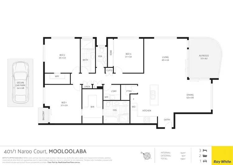Floorplan of Homely apartment listing, 401/1 Naroo Court, Mooloolaba QLD 4557