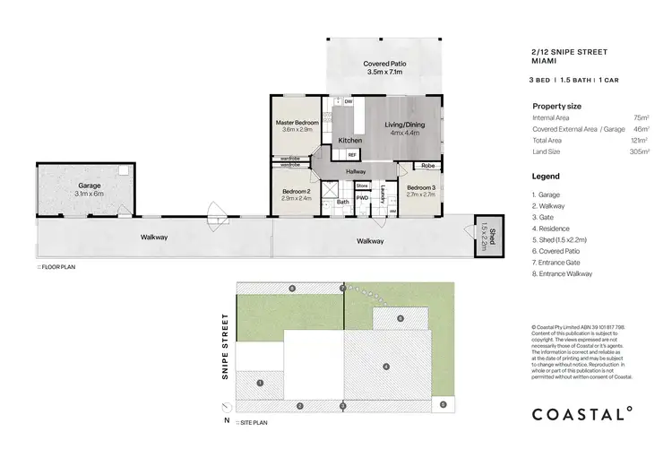 Floorplan of Homely semi-detached listing, 2/12 Snipe Street, Miami QLD 4220
