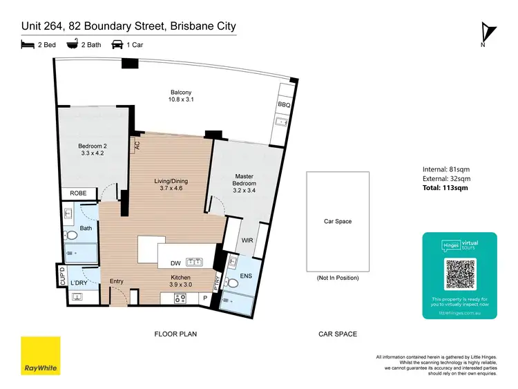 Floorplan of Homely apartment listing, 264/82 Boundary Street, Brisbane City QLD 4000