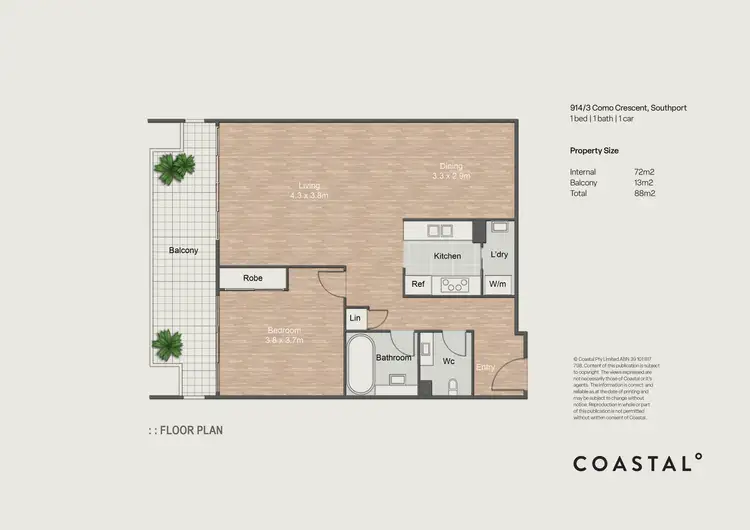 Floorplan of Homely apartment listing, 914/3 Como Crescent, Southport QLD 4215