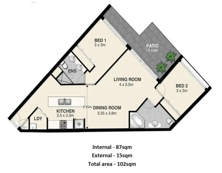 Floorplan of Homely apartment listing, 122/30 Macrossan Street, Brisbane QLD 4000