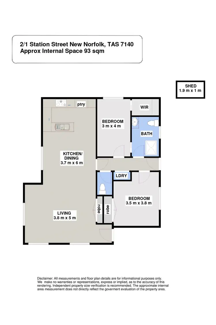 Floorplan of Homely unit listing, 2/1 Station Street, New Norfolk TAS 7140