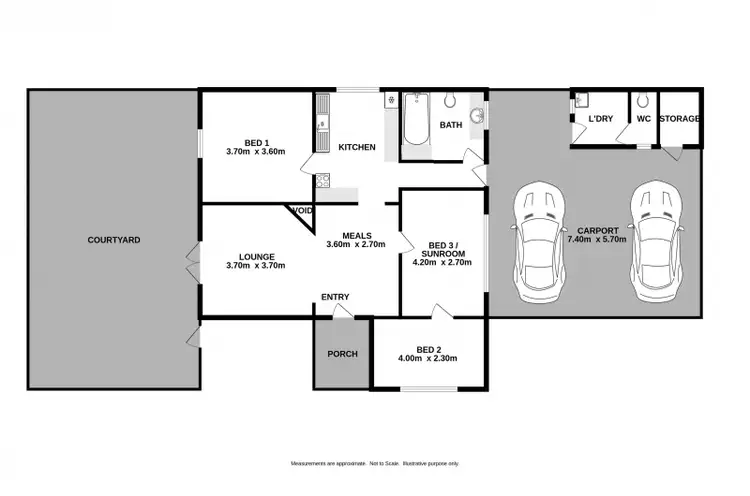 Floorplan of Homely townhouse listing, 1/99 Mitchell Street, Wodonga VIC 3690
