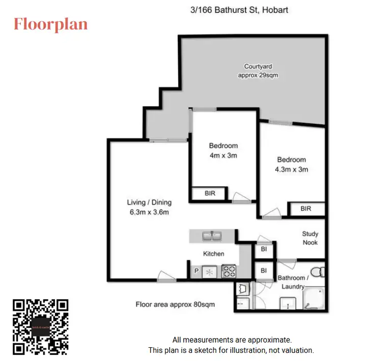 Floorplan of Homely apartment listing, 3/166 Bathurst Street, Hobart TAS 7000