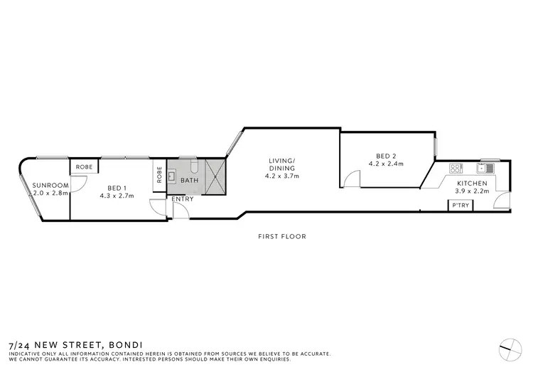 Floorplan of Homely apartment listing, 7/24 New Street, Bondi NSW 2026
