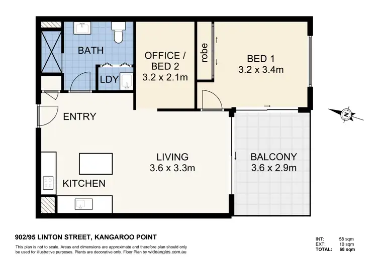 Floorplan of Homely apartment listing, 902/95 Linton Street, Kangaroo Point QLD 4169