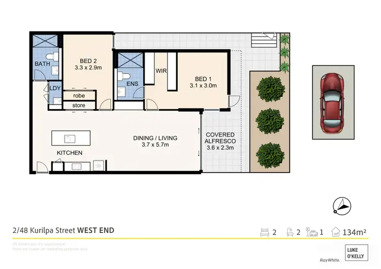 Floorplan of Homely apartment listing, 2/48 Kurilpa Street, West End QLD 4101