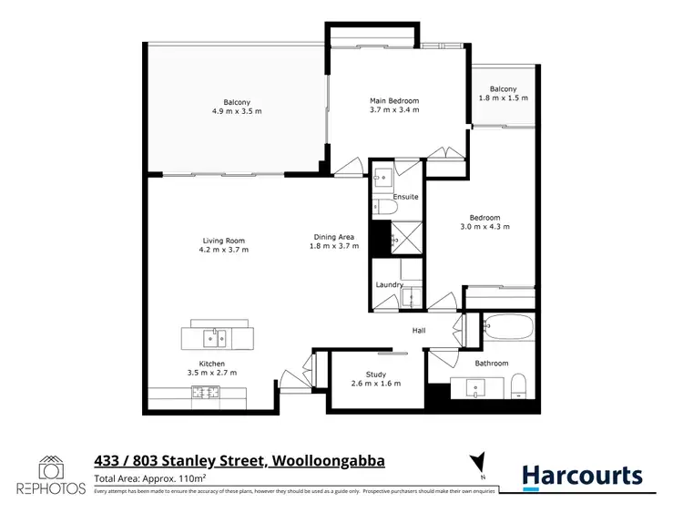 Floorplan of Homely unit listing, 433/803 Stanley Street, Woolloongabba QLD 4102