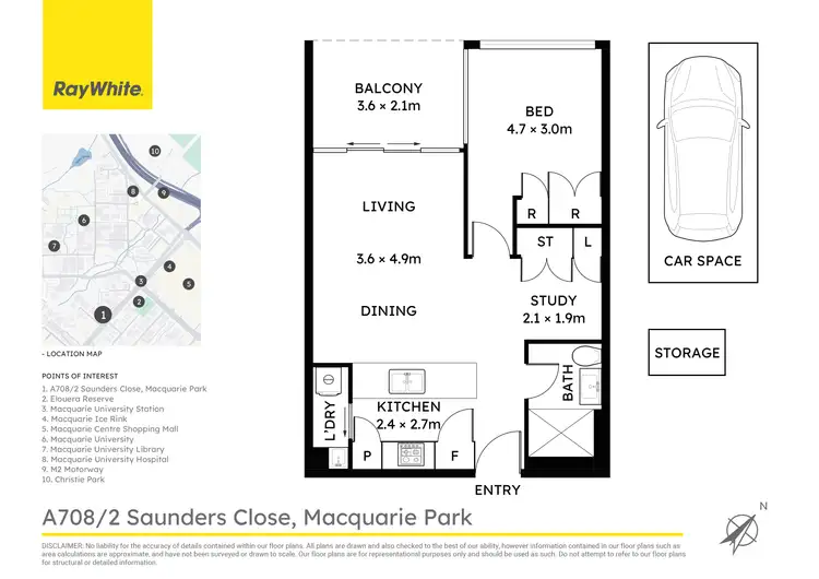 Floorplan of Homely apartment listing, A708/2 Saunders close, Macquarie Park NSW 2113