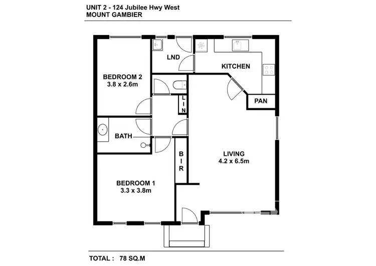 Floorplan of Homely unit listing, 2/124 -128 Jubilee Highway West, Mount Gambier SA 5290