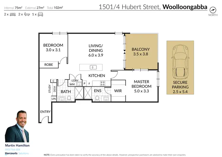 Floorplan of Homely apartment listing, 1501/4 Hubert Street, Woolloongabba QLD 4102