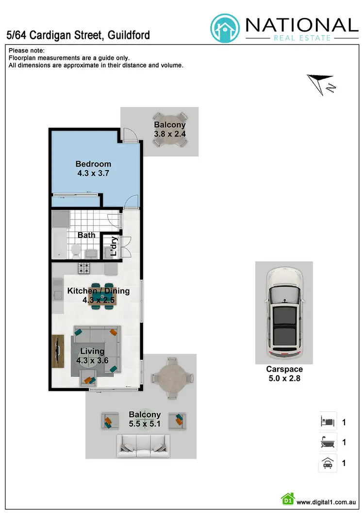 Floorplan of Homely unit listing, 5/64-68 Cardigan Street, Guildford NSW 2161