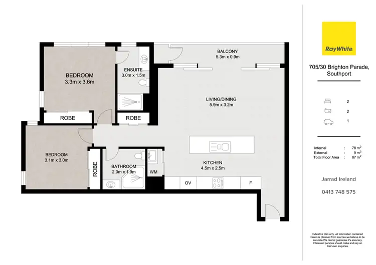 Floorplan of Homely apartment listing, 705/30 Brighton Parade, Southport QLD 4215