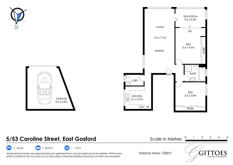 Floorplan of Homely apartment listing, 5/53-55 Caroline Street, East Gosford NSW 2250