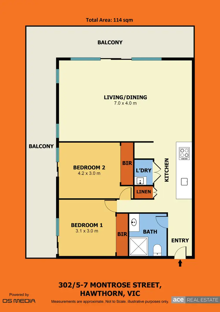 Floorplan of Homely apartment listing, 302/7 Montrose Street, Hawthorn East VIC 3123