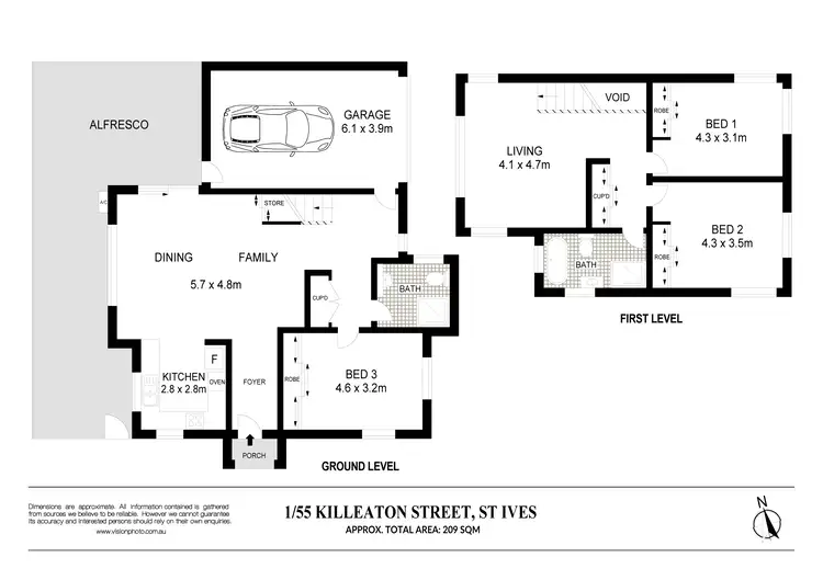 Floorplan of Homely townhouse listing, 1/55 Killeaton Street, St Ives NSW 2075