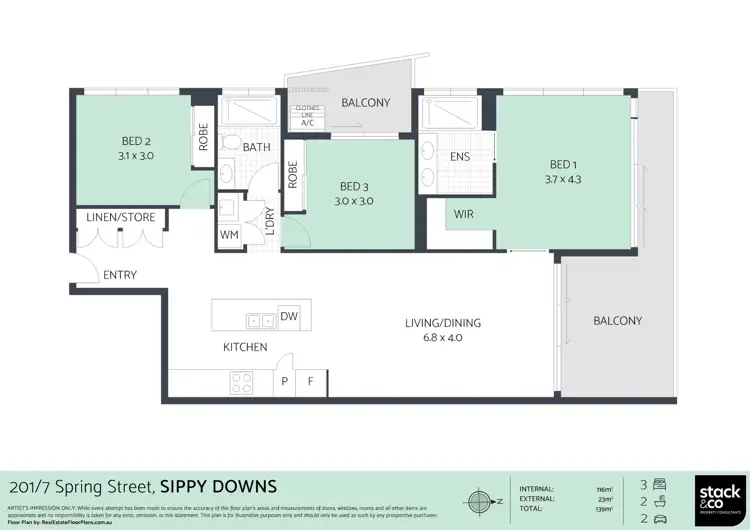 Floorplan of Homely apartment listing, 201/7 Spring Street, Sippy Downs QLD 4556