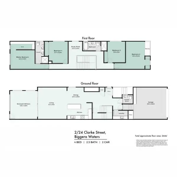 Floorplan of Homely semi-detached listing, 2/24 Clark Street, Biggera Waters QLD 4216