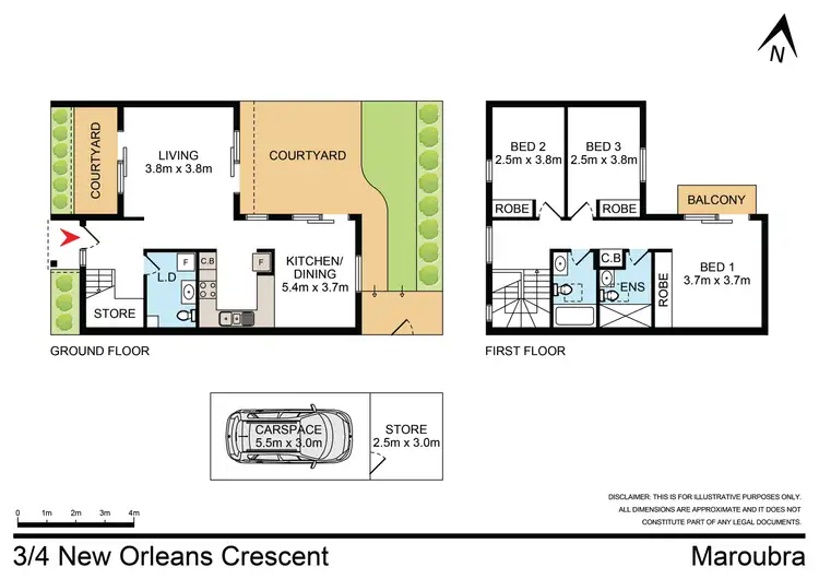 Floorplan of Homely townhouse listing, 3/4 New Orleans Crescent, Maroubra NSW 2035