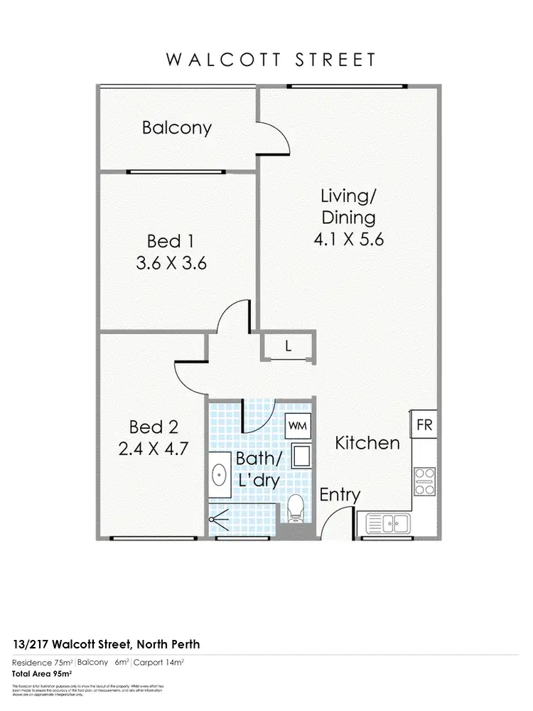 Floorplan of Homely apartment listing, 13/217 Walcott Street, North Perth WA 6006