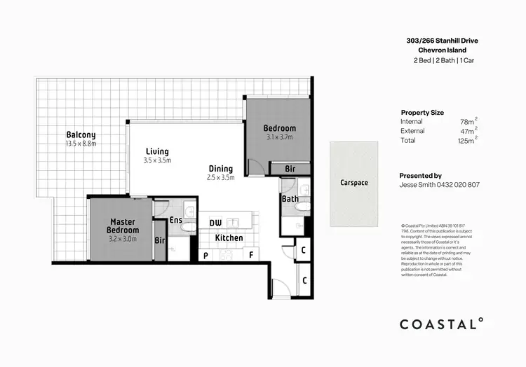Floorplan of Homely apartment listing, 303/266 Stanhill Drive, Chevron Island QLD 4217