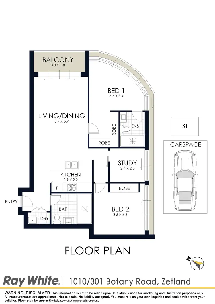 Floorplan of Homely apartment listing, 1010/301 Botany Road, Zetland NSW 2017