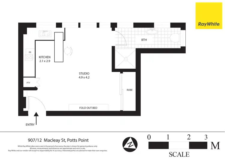 Floorplan of Homely studio listing, 907/10-12 Macleay Street, Elizabeth Bay NSW 2011