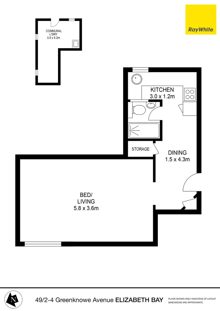 Floorplan of Homely studio listing, 49/2-4 Greenknowe Avenue, Elizabeth Bay NSW 2011