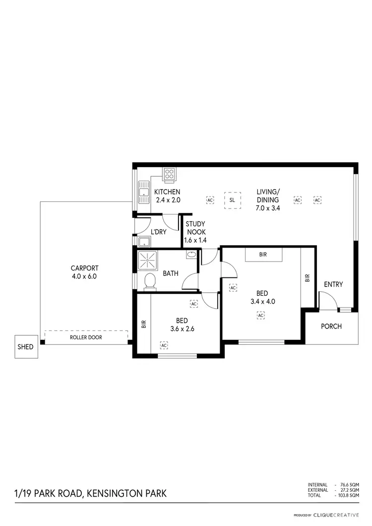 Floorplan of Homely unit listing, 1/19 Park Road, Kensington Park SA 5068