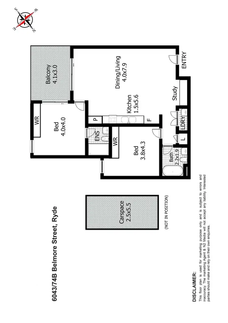 Floorplan of Homely apartment listing, 6043/74B Belmore Street, Ryde NSW 2112