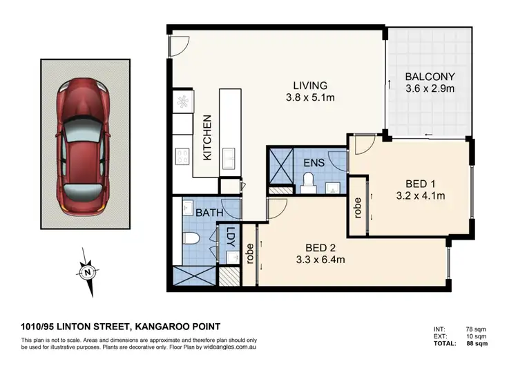 Floorplan of Homely apartment listing, 1010/95 Linton Street, Kangaroo Point QLD 4169