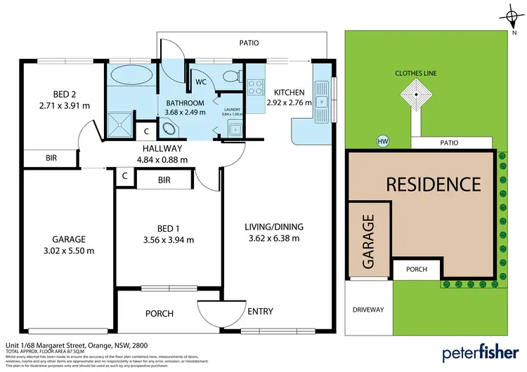 Floorplan of Homely unit listing, 1/68 Margaret Street, Orange NSW 2800
