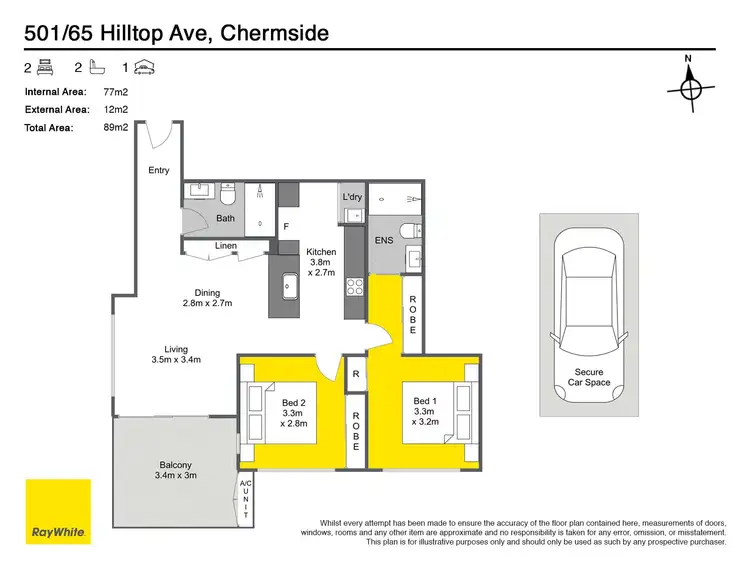 Floorplan of Homely apartment listing, 501/65 Hilltop Avenue, Chermside QLD 4032
