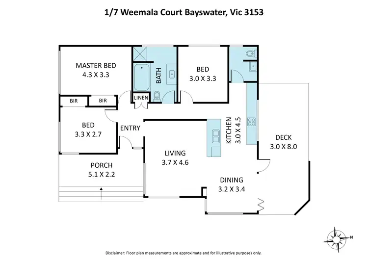 Floorplan of Homely unit listing, 1/7 Weemala Court, Bayswater VIC 3153