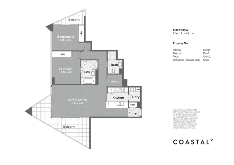 Floorplan of Homely apartment listing, 1309/2 Aqua Street, Southport QLD 4215