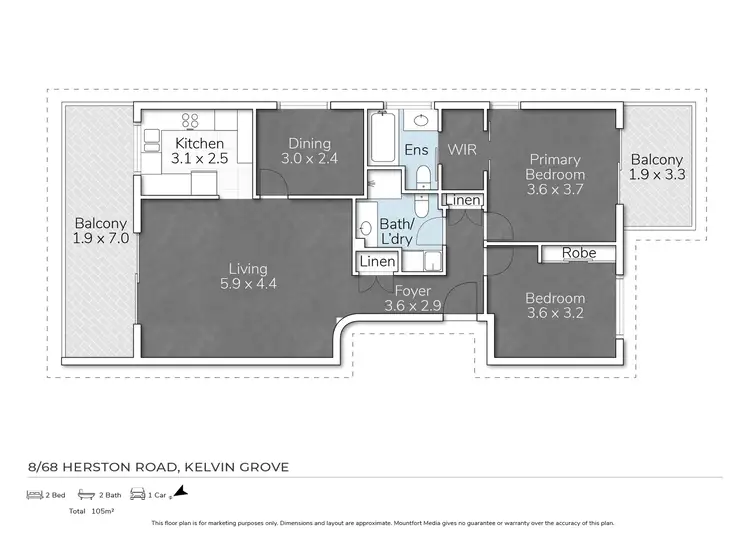 Floorplan of Homely unit listing, 8/68 Herston Road, Kelvin Grove QLD 4059
