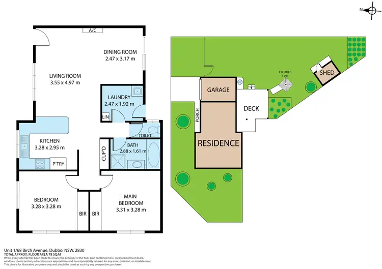 Floorplan of Homely semi-detached listing, 1/68 Birch Avenue, Dubbo NSW 2830