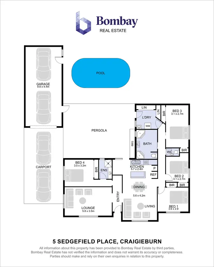 Floorplan of Homely house listing, 5 Sedgefield Place, Craigieburn VIC 3064
