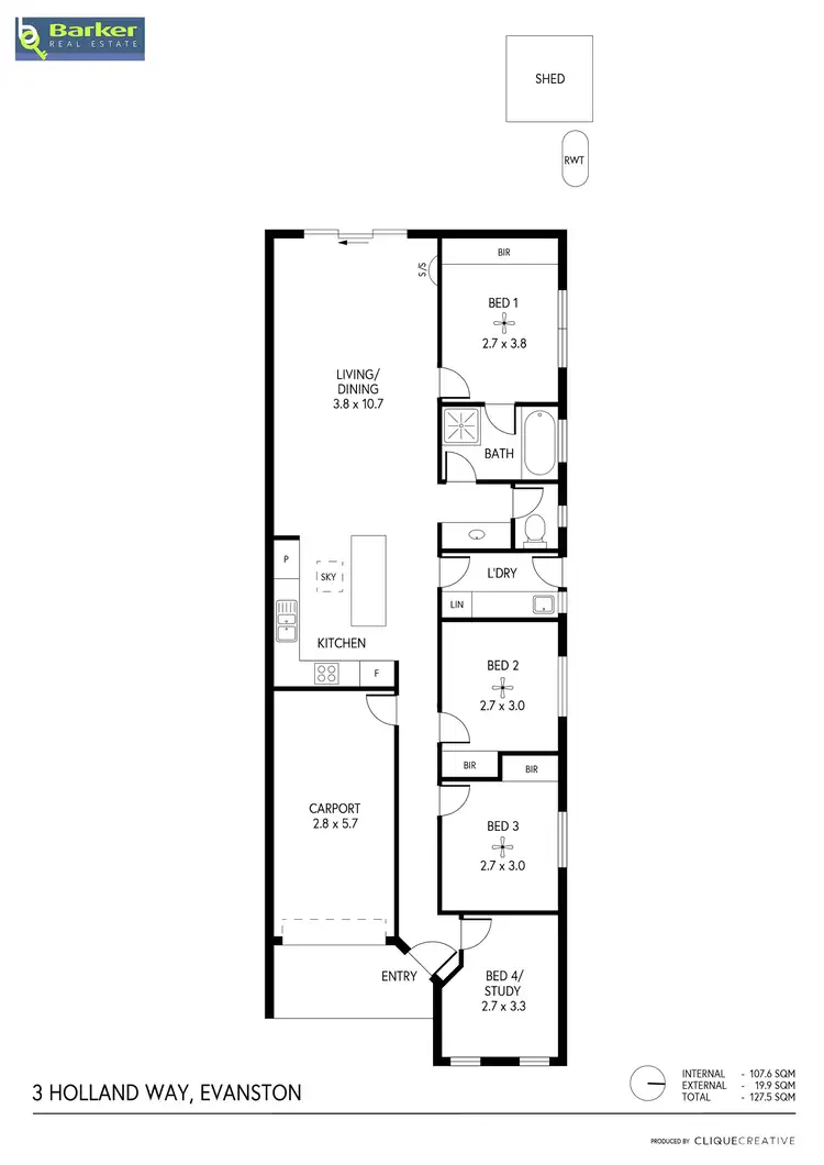 Floorplan of Homely house listing, 3 Holland Way, Evanston SA 5116