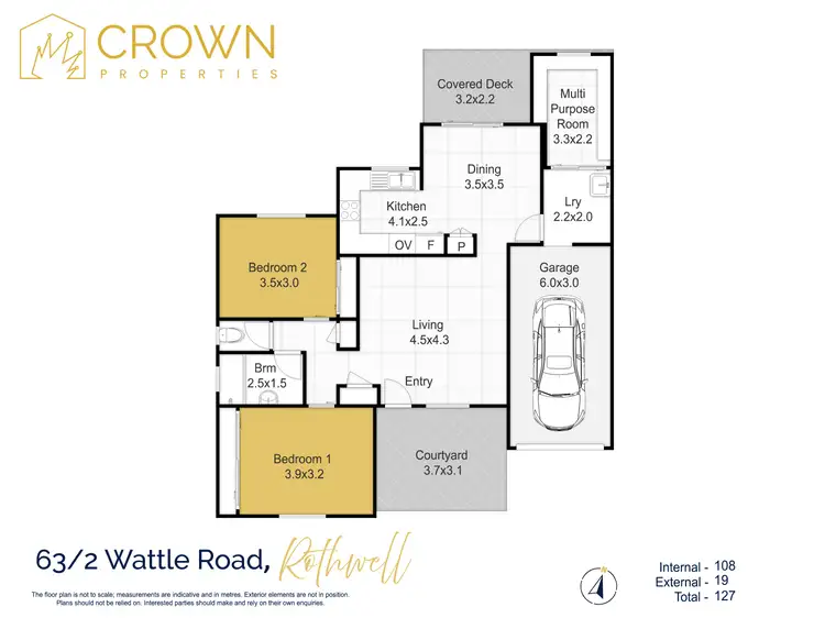 Floorplan of Homely villa listing, 63/2 Wattle Road, Rothwell QLD 4022