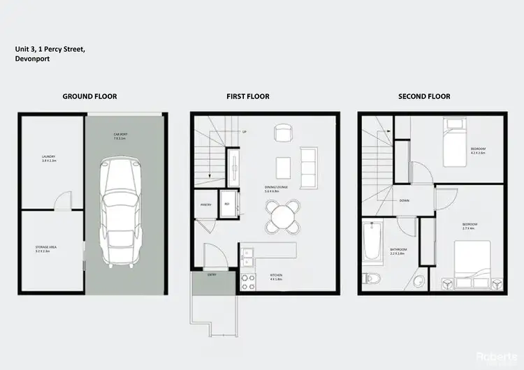 Floorplan of Homely unit listing, 3/1 Percy Street, Devonport TAS 7310