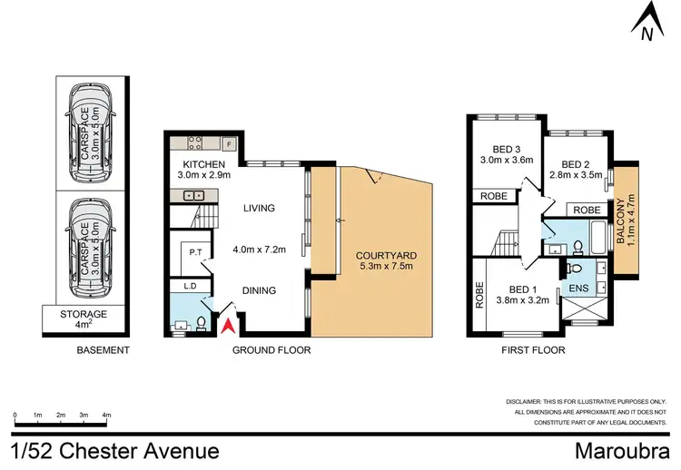Floorplan of Homely townhouse listing, 52 Chester Avenue, Maroubra NSW 2035