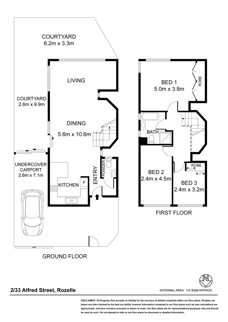 Floorplan of Homely townhouse listing, 2/33 Alfred Street, Rozelle NSW 2039
