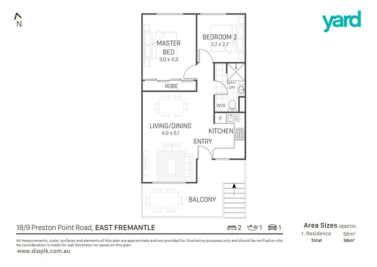 Floorplan of Homely apartment listing, 18/9 Preston Point Road, East Fremantle WA 6158