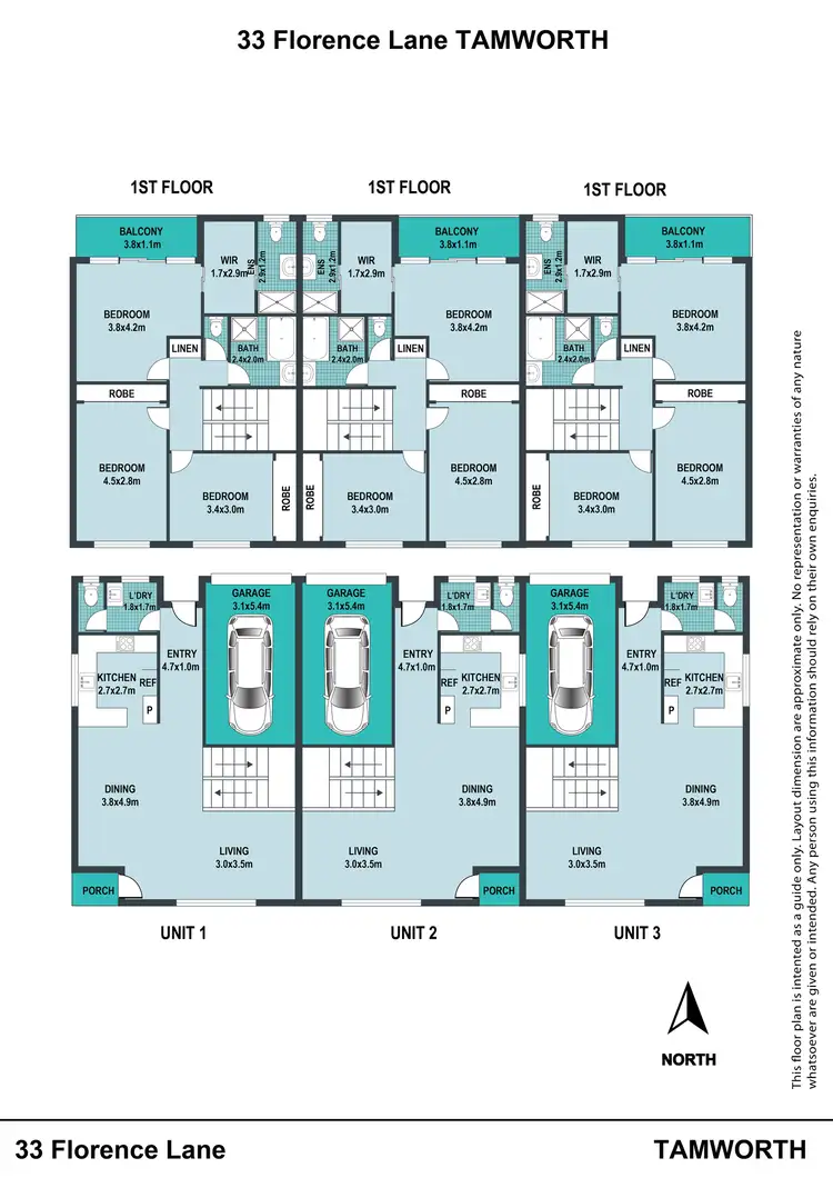 Floorplan of Homely block of units listing, 1-3/33 Florence Lane, Tamworth NSW 2340
