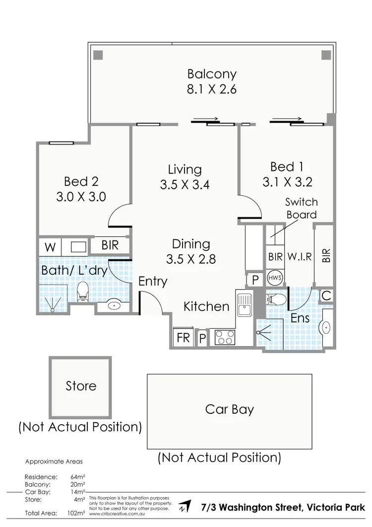 Floorplan of Homely apartment listing, 7/3 Washington Street, Victoria Park WA 6100